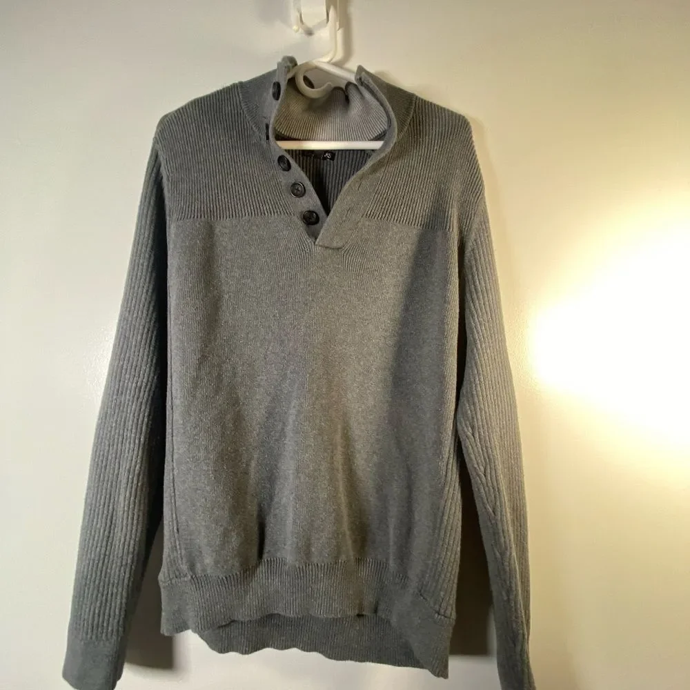 Express Men's V-Neck Sweater in Charcoal